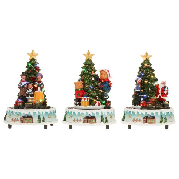 ΔΕΝΤΡΟ ΧΡΙΣΤΟΥΓΕΝΝΙΑΤΙΚΟ 3/ass LED ΜΕ ΤΡΑΙΝΟ ΚΑΙ ΑΙ ΒΑΣΙΛΗ ΧΟΡΩΔΙΑ ΑΡΚΟΥΔΑΚΙΑ  B/O 15,5x15,5x21,5cm