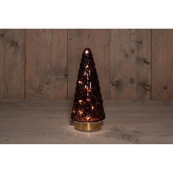 ΔΕΝΤΡΟ ΓΥΑΛΙ ΚΟΚΚΙΝΟ ΜΕ ΧΡΥΣΗ ΒΑΣΗ 10,5X24,5CM 10LED 3XAAA / ON/OFF/6H TIMER ΜΠΑΤΑΡΙΑΣ