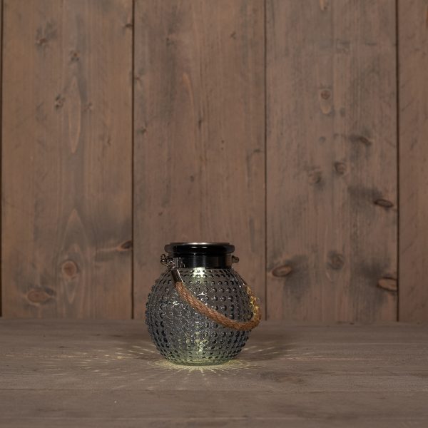 ΦΑΝΑΡΙ LED-solar  10,5X12,5cm ΓΚΡΙ ΓΥΑΛΙ 1AAA 200MAH