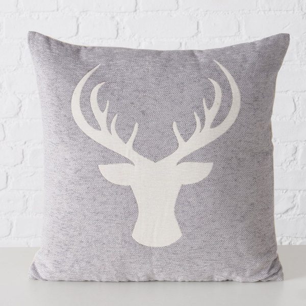 ΜΑΞΙΛΑΡΙ Olivo ΣΧΕΔΙΟ ΕΛΑΦΙ 45Χ45Χ13cm ΓΚΡΙ/ΛΕΥΚΟ Polyester