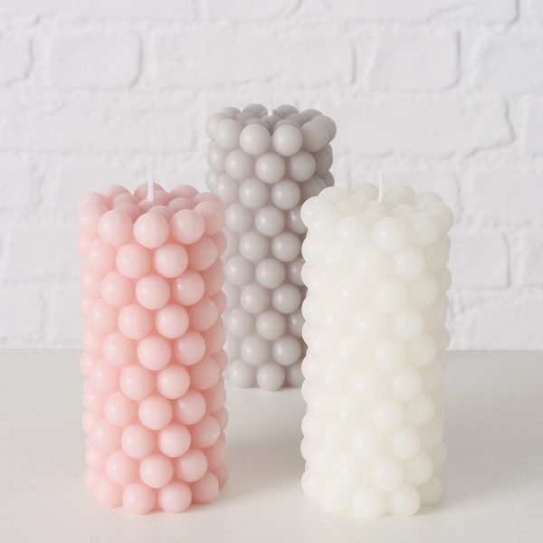 ΚΕΡΙ 3/ass Pearls ΓΚΡΙ ΛΕΥΚΟ ΡΟΖ H14cm D6,5cm ΠΑΡΑΦΙΝΗ