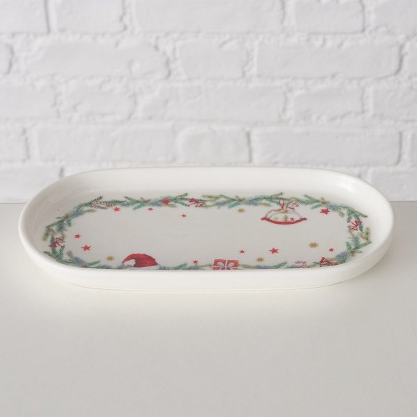 ΠΙΑΤΕΛΑ ΟΒΑΛ Florenza ΣΧΕΔΙΟ ΕΛΑΤΟ ΠΡΑΣΙΝΟ 22Χ11Χ2cm Dishwasher safe New Bone ΛΕΥΚΗ ΠΟΡΣΕΛΑΝΗ