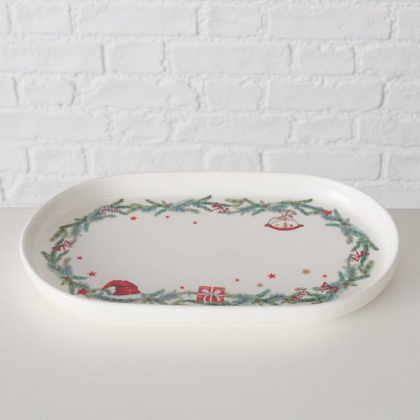 ΠΙΑΤΕΛΑ ΟΒΑΛ Florenza ΣΧΕΔΙΟ ΕΛΑΤΟ ΠΡΑΣΙΝΟ 26Χ13Χ3cm Dishwasher safe New Bone ΛΕΥΚΗ ΠΟΡΣΕΛΑΝΗ