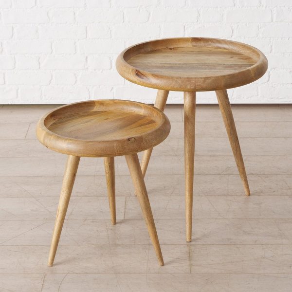 ΤΡΑΠΕΖΙ ΒΟΗΘΗΤΙΚΟ Set/2 Herve H47-58cm D42-53 cm ΞΥΛΟ ΦΥΣΙΚΟ Mango