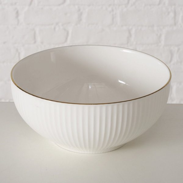 ΜΠΟΛ ΛΕΥΚΟ ΧΡΥΣΗ ΡΙΓΑ Kelly 550ml H7cm D15cm New Bone ΠΟΡΣΕΛΑΝΗ