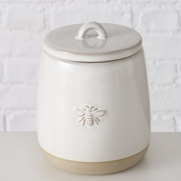 ΔΟΧΕΙΟ ΑΠΟΘΗΚΕΥΣΗΣ ΣΧΕΔΙΟ ΜΕΛΙΣΣΑ ΕΚΡΟΥ ΜΠΕΖ Bieny Dishwasher safe H16cm D12cm ΠΟΡΣΕΛΑΝΗ