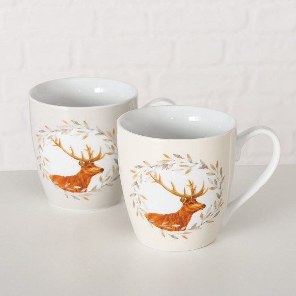 ΚΟΥΠΑ 2/ass ΣΧΕΔΙΟ ΕΛΑΦΙ Egon 480ml ΜΠΕΖ ΚΑΦΕ 14x10x11cm Dishwasher safe New Bone ΠΟΡΣΕΛΑΝΗ