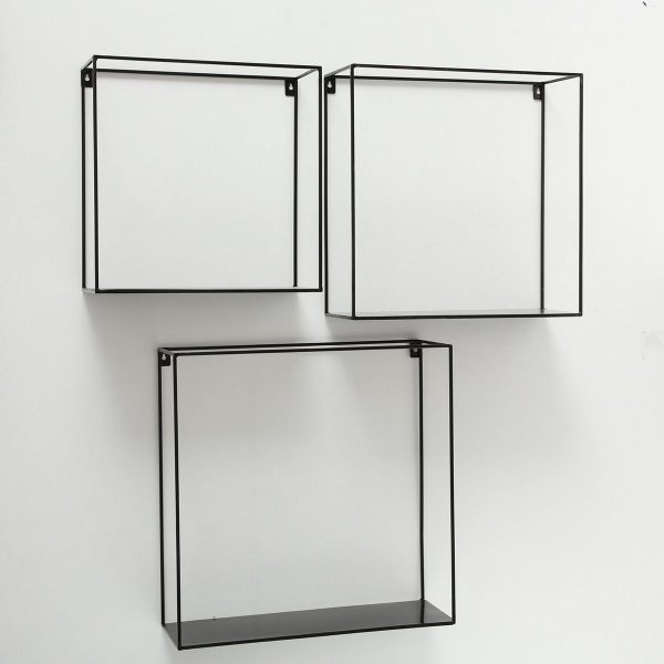 ΡΑΦΙ Franco Set/3 W15  L35/40/45 H35/40/45cm W15cm ΜΑΥΡΟ ΜΕΤΑΛΛΟ