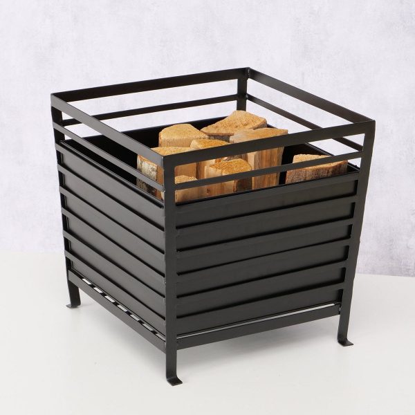 ΔΟΧΕΙΟ ΓΙΑ ΚΑΥΣΟΞΥΛΑ Johan 40,5Χ40,5Χ40cm ΜΑΥΡΟ ΜΕΤΑΛΛΟ