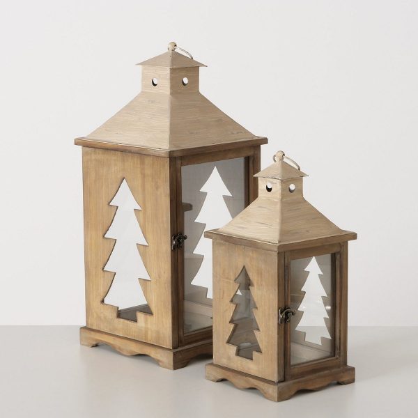 ΦΑΝΑΡΙ Set/2 Lungau ΞΥΛΟ ΦΥΣΙΚΟ ΜΕΤΑΛΛΟ ΕΚΡΟΥ  18x18x39cm 24x24x54cm