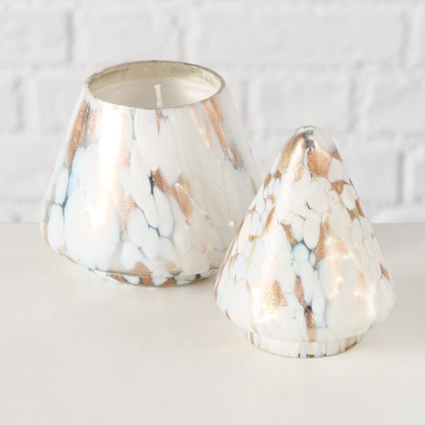 ΚΕΡΙ ΣΕ ΔΕΝΤΡΟ ΓΥΑΛΙΝΟ ΧΡΥΣΟ ΛΕΥΚΟ H14 D9,50cm Dotti ΠΑΡΑΦΙΝΗ