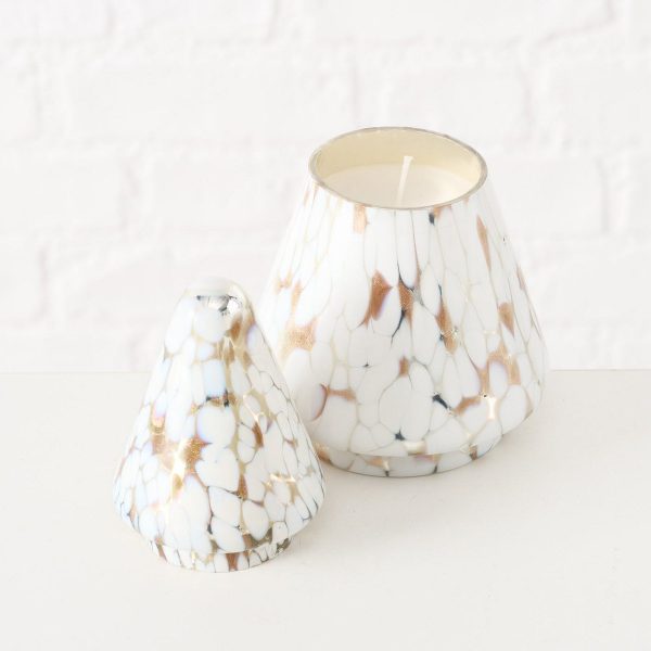 ΚΕΡΙ ΣΕ ΔΕΝΤΡΟ ΓΥΑΛΙΝΟ ΧΡΥΣΟ ΛΕΥΚΟ H17,5 D10cm Dotti ΠΑΡΑΦΙΝΗ