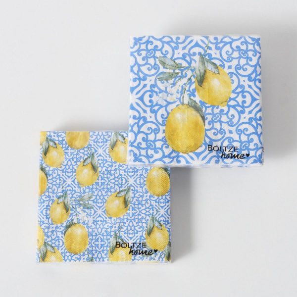 ΧΑΡΤΟΠΕΤΣΕΤΕΣ 2/ass ΣΧΕΔΙΟ Capri ΛΕΜΟΝΙΑ 20τμχ  ΜΠΛΕ ΚΙΤΡΙΝΟ ΧΑΡΤΙ