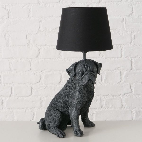 ΛΑΜΠΑ ΕΠΙΤΡΑΠΕΖΙΑ ΣΚΥΛΟΣ ΓΚΡΙ Bulldogge ΜΑΥΡΟ ΚΑΠΕΛΟ 25Χ19Χ44cm Polyresin