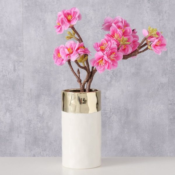 ΒΑΖΟ ΛΕΥΚΟ ΧΡΥΣΟ Rito H15cm D8cm  ΠΟΡΣΕΛΑΝΗ