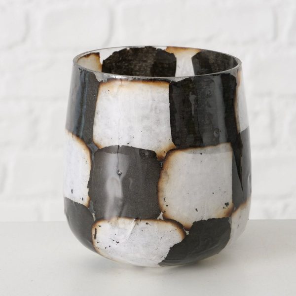 ΚΗΡΟΠΗΓΙΟ Medo ΑΣΠΡΟΜΑΥΡΟ ΓΥΑΛΙ H10cm D9,5cm