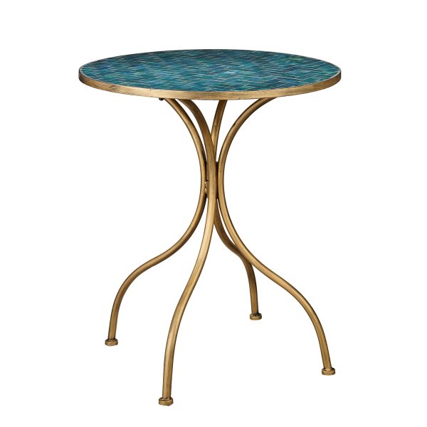 ΤΡΑΠΕΖΙ Athena ΜΠΛΕ ΜΕΤΑΛΛΟ ΧΡΥΣΟ - h76xd61cm