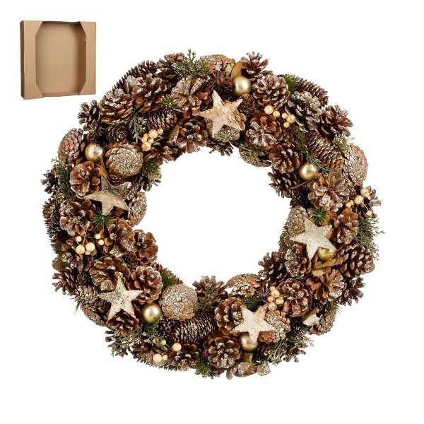 ΣΤΕΦΑΝΙ ΜΕ ΚΟΥΚΟΥΝΑΡΙΑ ΧΡΥΣΕΣ ΜΠΑΛΕΣ  h10 d50cm