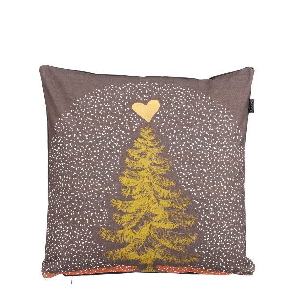 ΜΑΞΙΛΑΡΙ ΜΕ ΧΡΙΣΤ/ΚΟ ΔΕΝΤΡΟ tree ΚΑΦΕ/ΧΡΥΣΟ 45Χ45Χ10cm cotton