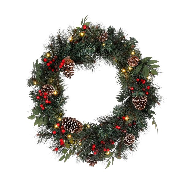 ΣΤΕΦΑΝΙ Collins 40Led ΠΡΑΣΙΝΟ battery operated - h12 d70cm PE (polyethylene)