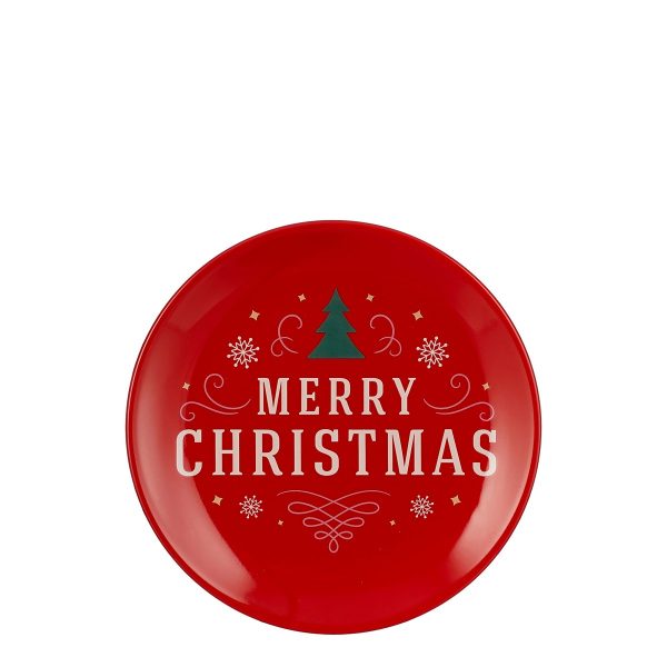 ΠΙΑΤΟ  merry christmas ΚΟΚΚΙΝΟ Η2,5 d20cm ΚΕΡΑΜΙΚΟ