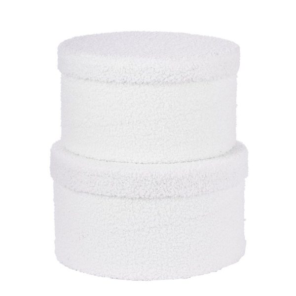 ΚΟΥΤΙ SET/2 ΛΕΥΚΗ ΓΟΥΝΑ ΣΤΡΟΓΓΥΛΟ D25-Η15cm,  D28-H16cm