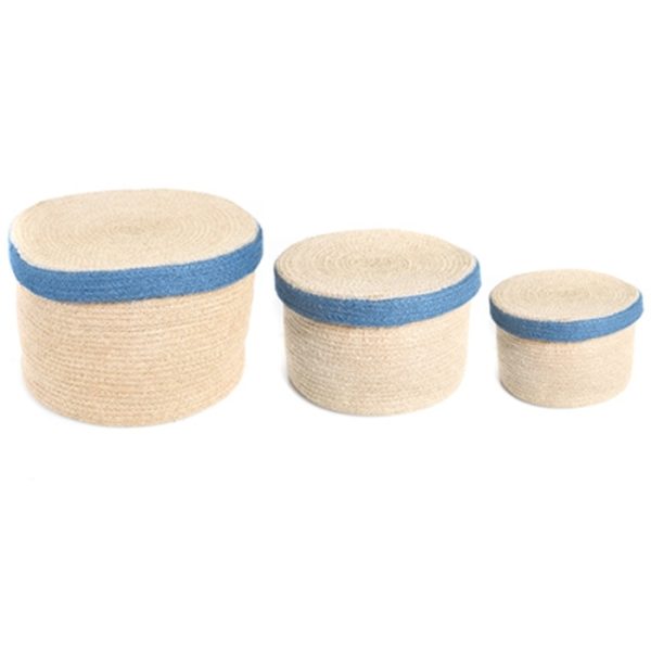 ΚΑΛΑΘΙΑ ΣΕΤ/3  27X17,22X15,17X13 ΣΤΡΟΓΓΥΛΑ ΜΕ ΚΑΠΑΚΙ SEA GRASS NAT/BLUE