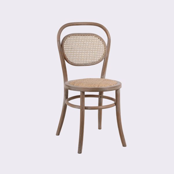 ΚΑΡΕΚΛΑ TOON WOOD W/RATTAN SEAT/BACK ANT.GREY W41xD41xH46/89CM