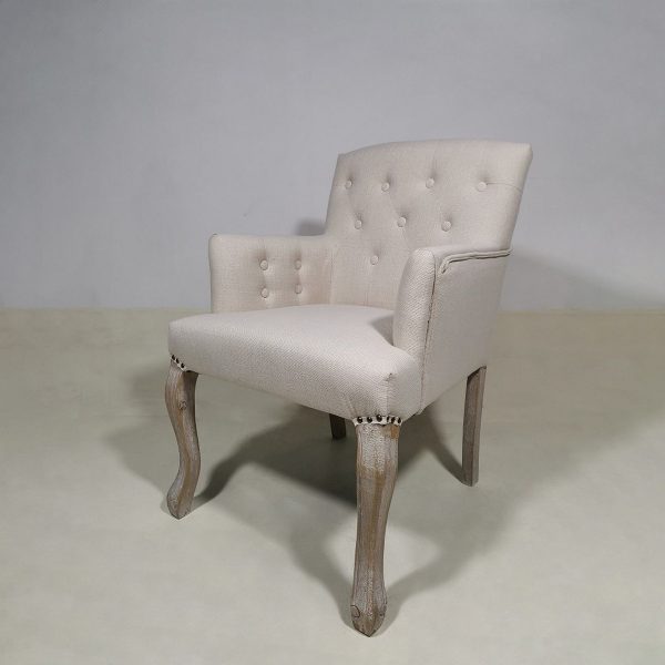 ΚΑΡΕΚΛΟΠΟΛΥΘΡΟΝΑ RUBBER WOOD COLOR C10 FABRIC 093-1 BEIGE POLYESTER+ ANTIQUE BRONZE  METAL NAIL W59xD62xH47