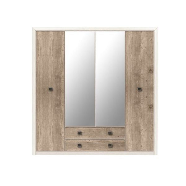 ΝΤΟΥΛΑΠΑ ΤΕΤΡΑΦΥΛΛΗ ΜΕ ΔΙΠΛΟ ΚΑΘΡΕΠΤΗ Κ 2 ΣΥΡΤΑΡΙΑ 214/208/56,50cm LONDON 020 ARIZONA PINE / SHIP OAK ΜΕΛΑΜΙΝΗ (ΠΕΡΙΛΑΜΒΑΝΕΤΑΙ ΟΔΗΓΟΣ ΣΥΝΑΡΜΟΛΟΓΗΣΗΣ)