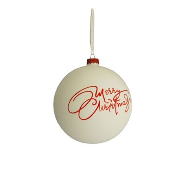 ΜΠΑΛΑ ΓΥΑΛΙΝΗ D:8CM ΣΤΟΛΙΔΙ ΜΑΤ ΑΣΠΡΟ "MERRY CHRISTMAS" ΜΕ ΚΟΚΚΙΝΑ ΓΡΑΜΜΑΤΑ