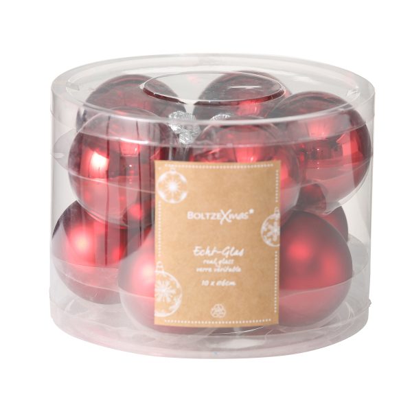 ΜΠΑΛΑ ΧΡΙΣΤΟΥΓ ΣΥΣΚΕΥΑΣΙΑ 10p D6cm ΚΟΚΚΙΝΟ ΓΥΑΛΙ