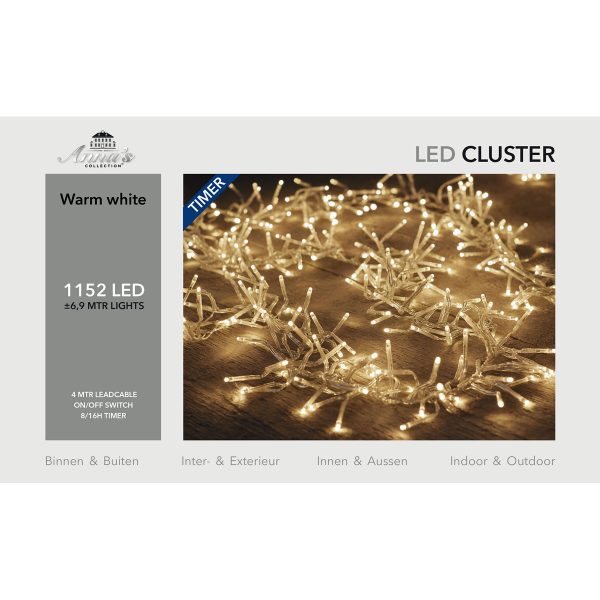 ΦΩΤΑΚΙΑ 1152LED CLUSTER 6,9M ΘΕΡΜΟ ΛΕΥΚΟ ΕΞΩΤ ΧΩΡΟΥ-4M ΔΙΑΦΑΝΕΣ  LEADCABLE 36V/IP44 ΜΕΤΑΣΧΗΜ 7.2VA ΜΕ ΛΕΙΤΟΥΡΓΙΑ ON//OFF