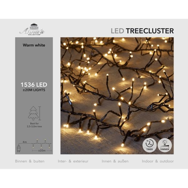 ΦΩΤΑΚΙΑ 1536LED TREECLUSTER 20M/ ΘΕΡΜΟ ΛΕΥΚΟ - 4MTR LEADCABLE - 36V/IP44 TRANSFORMER 9VA WITH ON/ 8/16H ΜΕ ΛΕΙΤΟΥΡΓΙΑ ON