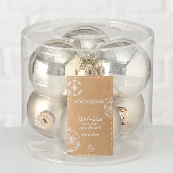 ΜΠΑΛΕΣ 6τμχ ΧΡΙΣΤΟΥΓ ΣΑΜΠΑΝΙ ΣΥΣΚΕΥΑΣΙΑ Ball, D8cm, Glass