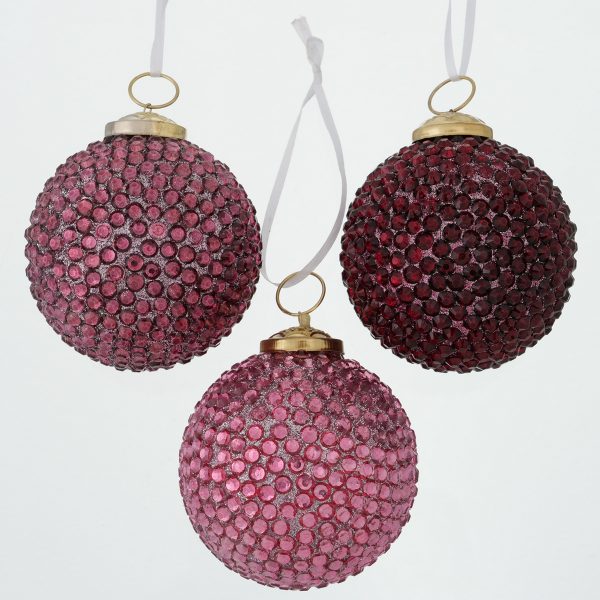 ΜΠΑΛΕΣ ΧΡΙΣΤΟΥΓ  3/ass ΡΟΖ ΜΕ ΚΟΥΚΚΙΔΕΣ ΓΥΑΛΙ Saviyo, D8cm