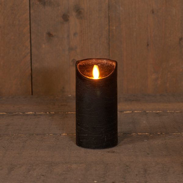 ΚΕΡΙ ΜΑΥΡΟ RUSTIC  ΜΕΓΑΛΟ ΚΙΝΟΥΜΕΝΗ ΦΛΟΓΑ ΜΠΑΤΑΡΙΑΣ 7,5X15CM 3 X AAA, TIMER/GIFTBOX