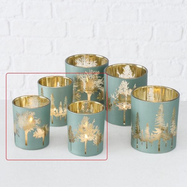 ΚΗΡΟΠΗΓΙΟ ΡΕΣΩ  3/ass Set/2 ΧΡΥΣΟ-ΑΝ.ΠΡΑΣΙΝΟ Skove D7-9cm H8-10cm ΓΥΑΛΙ