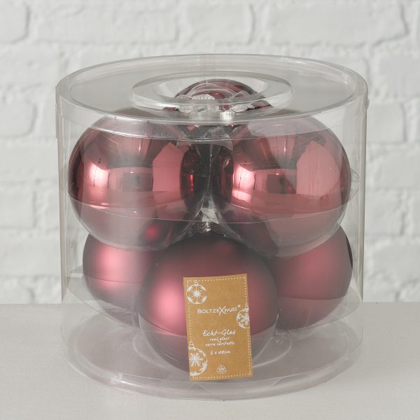 ΜΠΑΛΕΣ ΧΡΙΣΤΟΥΓ Dusky rose ΣΥΣΚΕΥΑΣΙΑ 6ΤΜΧ  Ball D8cm, ΓΥΑΛΙ