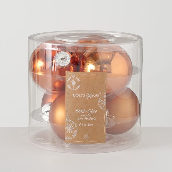 ΜΠΑΛΕΣ ΧΡΙΣΤΟΥΓ ΜΠΡΟΝΖΕ ΣΥΣΚΕΥΑΣΙΑ 6ΤΜΧ  Ball D8cm, ΓΥΑΛΙ