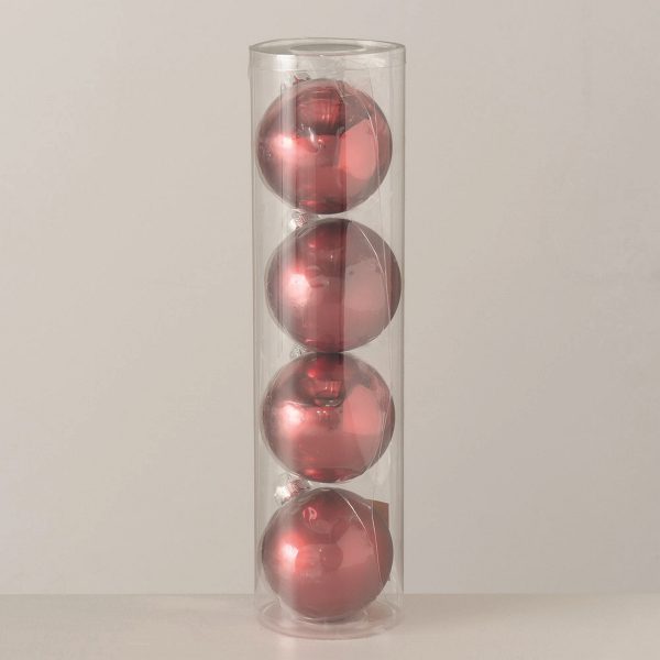 ΜΠΑΛΕΣ  ΧΡΙΣΤΟΥΓ ΣΚ.ΚΟΚΚΙΝΟ ΣΥΣΚΕΥΑΣΙΑ 4ΤΜΧ  Ball D10cm ΓΥΑΛΙ