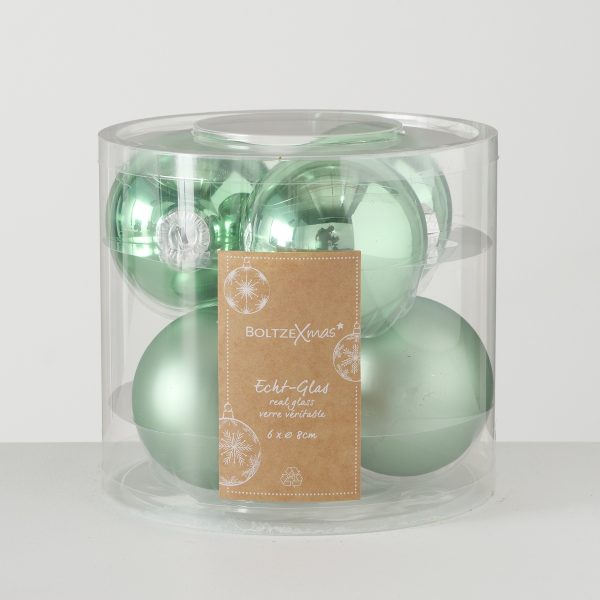 ΜΠΑΛΕΣ 6τμχ ΧΡΙΣΤΟΥΓ ΠΡΑΣΙΝΟ ΣΥΣΚΕΥΑΣΙΑ Ball, D8cm ΓΥΑΛΙ