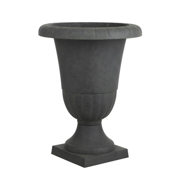 ΒΑΖΟ ΣΤΡΟΓΓΥΛΟ ΣΥΝΘΕΤΙΚΟ ΑΝΘΡΑΚΙ ΜΕ ΠΟΔΙ ΤΕΤΡΑΓΩΝΗ ΒΑΣΗ Juliette fiberglass finish zinc  - h57xd45cm