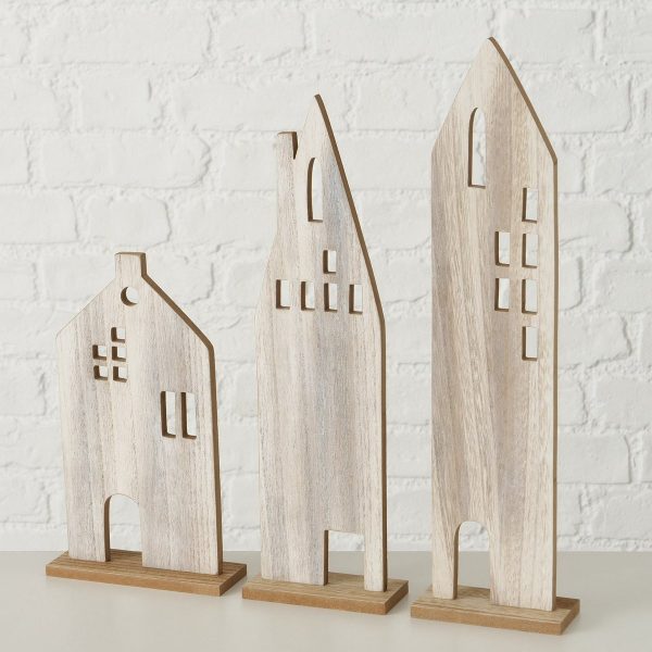 ΣΠΙΤΙ Set/3 House  L11 W5 H25/36/41cm ΦΥΣΙΚΟ MDF