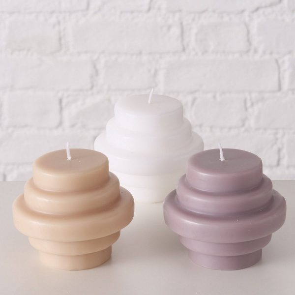 ΚΕΡΙ Trapeca 3/ass H9cm D10cm ΛΕΥΚΟ ΜΠΕΖ ΚΑΦΕ ΠΑΡΑΦΙΝΗ