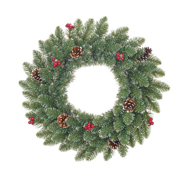 ΣΤΕΦΑΝΙ ΕΛΑΤΟ D45cm ΠΡΑΣΙΝΟ ΠΑΓΩΜΕΝΟ ME BERRY/ΚΟΥΚΟΥΝΑΡΙ Creston TIPS 106 pvc