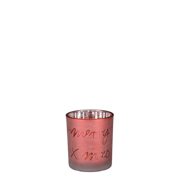 ΚΗΡΟΠΗΓΙΟ ME ΕΥΧΗ MERRY CHRISTMAS Arya ΣΚ.ΚΟΚΚΙΝΟ - h10 d9cm ΓΥΑΛΙ