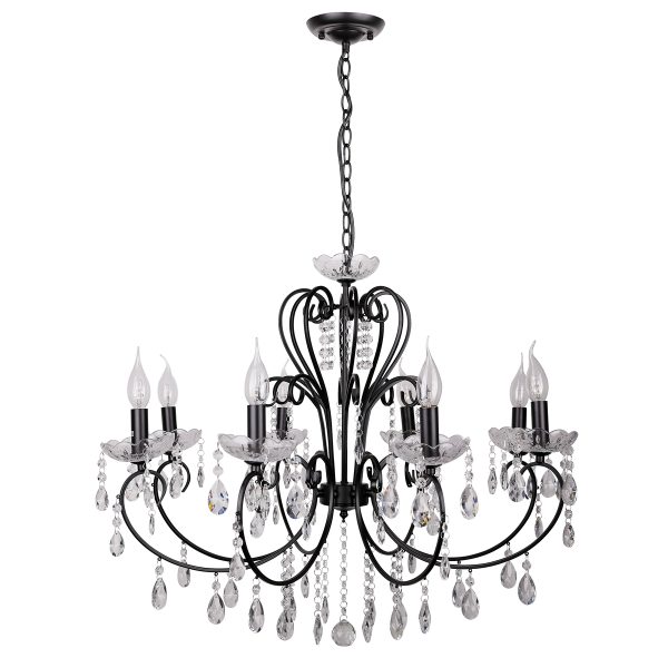 ΠΟΛΥΕΛΑΙΟΣ 8ΦΩΤΟΣ40W E14 ΜΑΥΡΟ H100 D73 cm