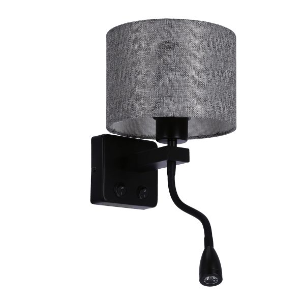 ΑΠΛΙΚΑ ΚΑΙ ΣΠΟΤ  ΜΟΝΟΦΩΤΟ 40W E27 + 2W LED ΜΑΥΡΟ  ΚΑΠΕΛΟ ΓΚΡΙ