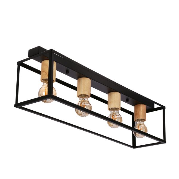 ΦΩΤΙΣΤΙΚΟ  4ΦΩΤΟ 40W E27 ΜΑΥΡΟ ΜΕΤΑΛΛΙΚΟ ΠΛΑΙΣΙΟ